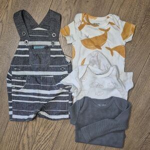 Calvin Klein Charcoal and White Striped Infant Wear